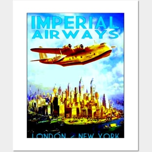 Imperial Airways Fly to London and New York Travel Print Posters and Art